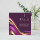 Bruiloft zitgrafiek- Paarse Fuchsia en Gold Kaart (Staand voorkant)