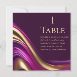 Bruiloft zitgrafiek- Paarse Fuchsia en Gold Kaart