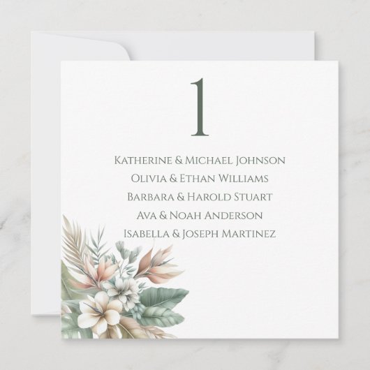 Bruiloft zitgrafiek-Tropische Elegantie Kaart (Voorkant)