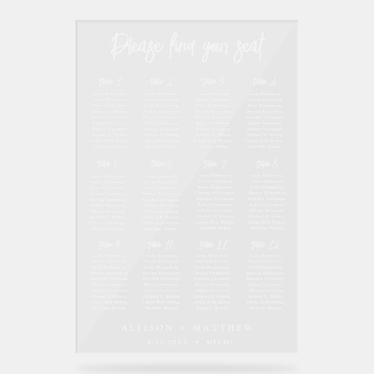 Bruiloft zitgrafiek Witte inkt Clear acryl teken Acryl Bord (Voorkant)