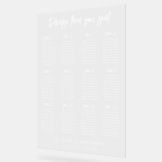 Bruiloft zitgrafiek Witte inkt Clear acryl teken Acryl Bord (Hoek)