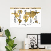 Bruiloft zitkaart reis thema wereldkaart poster (Thuiskantoor)