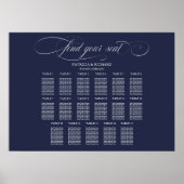Bruiloft Zitkaarten Teken 17 Tafels Navy Blue Poster (Voorkant)
