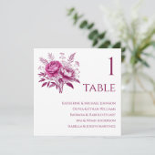 Bruiloft Zitkaarten- Waterverf Magenta Pioen- Kaart (Staand voorkant)