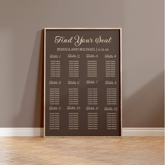 Bruiloft zitplaatsindeling poster