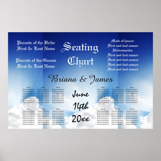 Bruiloft Zitplaatskaart Bruid Bruidegom Bruiloftsg Poster (Voorkant)