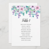 Bruiloft zitplaatskaart met bloemen. Tafelplan met Kaart (Voorkant / Achterkant)