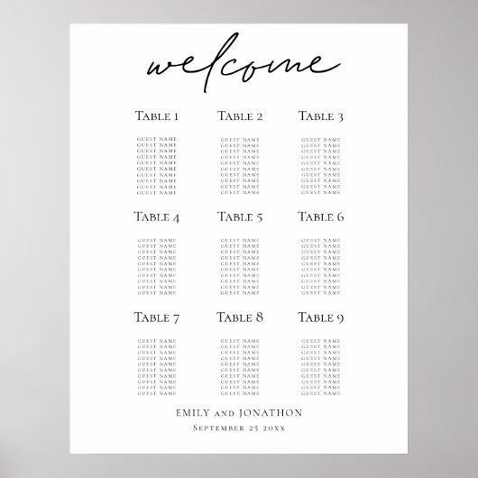 Bruiloft zitplan Welkom Script Afdrukbaar Poster (Voorkant)