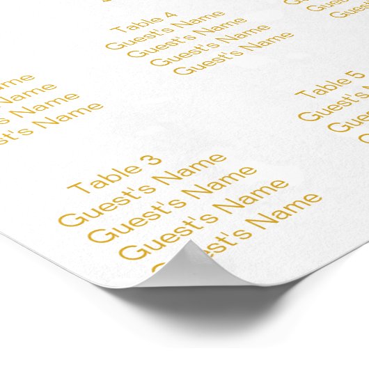 Bruiloft Zitplattegrond Goudkleurige Hart Vlinder Poster (Hoek)