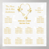 Bruiloft Zitplattegrond Goudkleurige Hart Vlinder Poster (Voorkant)