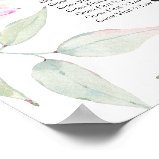 Bruiloft Zittingkaart Boho Watercolor Bloem Poster (Hoek)