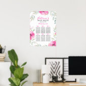 Bruiloft Zittingkaart Boho Waterverf Bloem Poster (Thuiskantoor)