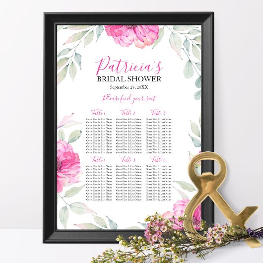 Bruiloft Zittingkaart Boho Waterverf Bloem Poster