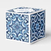 Bruiloft zoete gunst doos blauw mediterrane tegels bedankdoosjes (Voorkant Zijde)