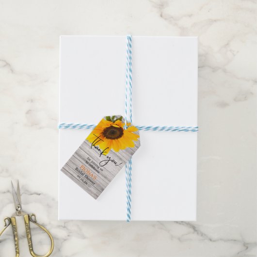 Bruiloft Zonnebloem Bruidsshower Script Bedankt Cadeaulabel (Met Touw)