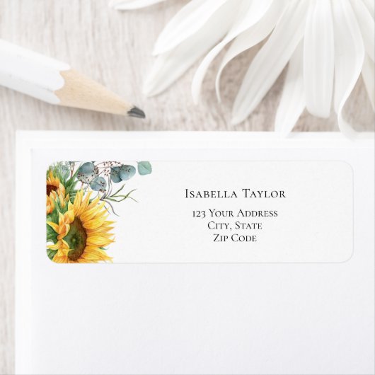 Bruiloft Zonnebloem Etiket (Insitu)