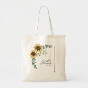 Bruiloft Zonnebloem Eucalyptus Bladeren Script Tote Bag
