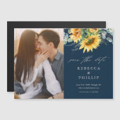 Bruiloft Zonnebloem Eucalyptus Save The Date Magnetische Uitnodiging (Voorkant / Achterkant)