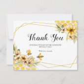 Bruiloft Zonnebloem Geel Bij Bedankkaart (Voorkant)