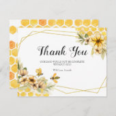 Bruiloft Zonnebloem Gele Bij Bedankkaart (Voorkant / Achterkant)
