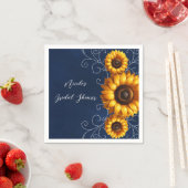 Bruiloft Zonnebloem Glans Blauw Rustieke Glamour Servet (Insitu)