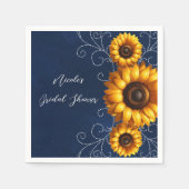 Bruiloft Zonnebloem Glans Blauw Rustieke Glamour Servet (Voorkant)