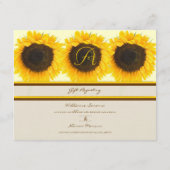 Bruiloft Zonnebloem invoegen Gift Registry Kaart (Achterkant)