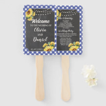 Bruiloft Zonnebloem Marine Bloemen Hand Fan