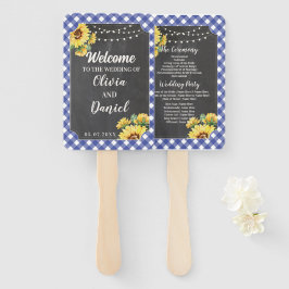 Bruiloft Zonnebloem Marine Bloemen Hand Fan Handwaaier
