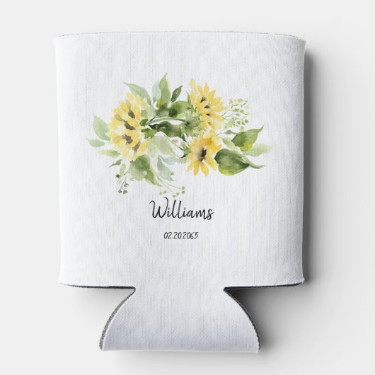 Bruiloft Zonnebloem Naam en Datum Koelbox Blikjeskoeler (Achterkant)