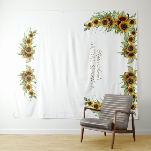 Bruiloft Zonnebloemen Bruidsmeisjes Feest Fotohokj Wandkleed (In Situ (horizontaal))