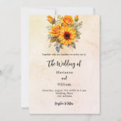 Bruiloft zonnebloemen groen rustiek geel kaart (Voorkant)
