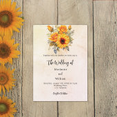 Bruiloft zonnebloemen groen rustiek geel kaart