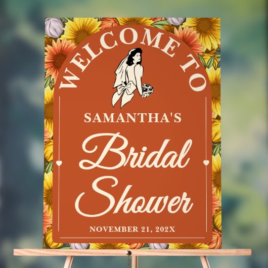 Bruiloft Zonnekraan Herfst Bruidsshower Welkom Acryl Bord (Neutraal)