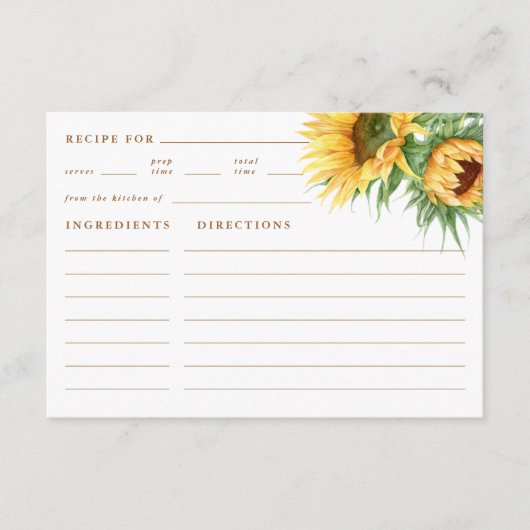 Bruiloft Zonneschijn Bruidsfeest Recept Informatiekaartje (Voorkant)