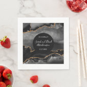 Bruiloft Zwart en Goud Glitter Agaat Servet (Insitu)