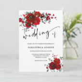 Bruiloft zwart en rood kaart (Staand voorkant)