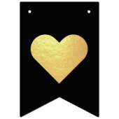 Bruiloft Zwart Faux Gouden Harten Mr. & Mrs Achter Vlaggetjes (Eerste vlag)