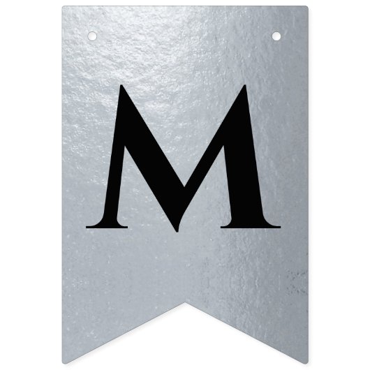 Bruiloft Zwart Faux Zilveren Folie Harten Mr en Mr Vlaggetjes (Tweede vlag)