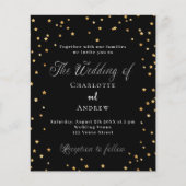 Bruiloft zwart goud sterren budget uitnodiging flyer (Voorkant)