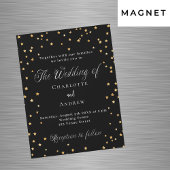 Bruiloft zwart goud sterren elegante script luxe magnetische uitnodiging