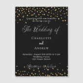Bruiloft zwart gouden harten elegant script luxe magnetische uitnodiging (Voorkant)