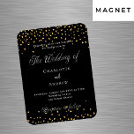 Bruiloft zwart gouden harten luxe uitnodiging magneet<br><div class="desc">Een zwarte achtergrond versierd met gouden harten. Personaliseer en voeg uw namen en de details toe.</div>