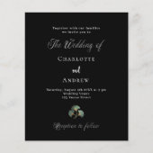 Bruiloft zwart groen ginkgo budget uitnodiging flyer (Voorkant)