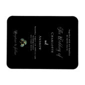 Bruiloft zwart groen ginkgo luxe uitnodiging magneet (Horizontaal)