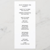 bruiloft | Zwart Moderne Tekst op Wit Programma Programmakaart (Achterkant)