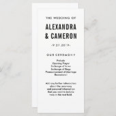 bruiloft | Zwart Moderne Tekst op Wit Programma Programmakaart (Voorkant / Achterkant)