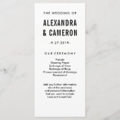 bruiloft | Zwart Moderne Tekst op Wit Programma Programmakaart (Voorkant)