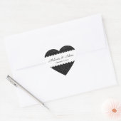 Bruiloft zwart muzikaal patroon geschulpte lint V1 Hart Sticker (Envelop)