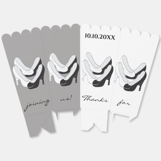 Bruiloft Zwart Op Wit Schoenen Lining Favor Boxes Bedankdoosjes (Ongevouwen)